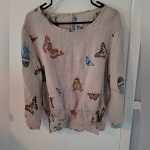 Francesca Bettini 100% linen butterfly top